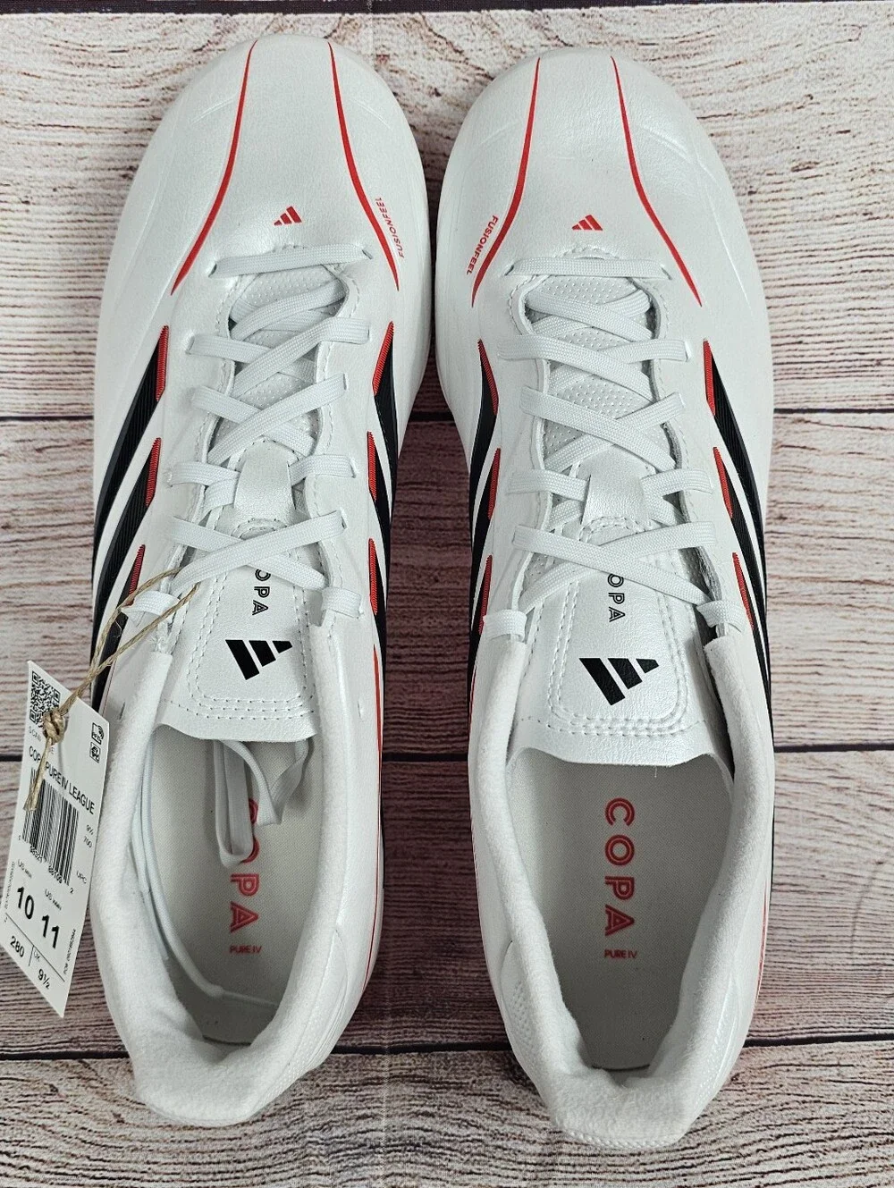 ADIDAS COPA PURE IV League Men White Lucid Red Soccer Cleats JQ0484 Size 10 NWOB